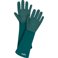 Double Dipped Green Gloves, 18" L, PVC, Cotton Jersey Inner Lining, 70-mil NTL Industrial