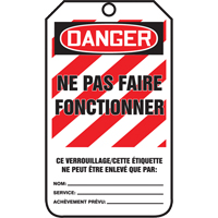 &eacute;tiquettes de verrouillage, Plastique, 3-3/8" la x 5-5/8" h, Français NTL Industrial