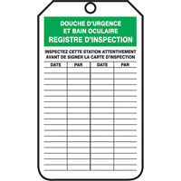 &eacute;tiquettes de s&eacute;curit&eacute; d'inspection et de contr&ocirc;le de l'&eacute;tat de l'&eacute;quipement, Plastique, 3-1/8" la x 5-7/8" h, Français NTL Industrial