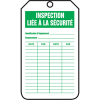 Inspection Tags, Plastic, 3-1/8" W x 5-7/8" H, French NTL Industrial