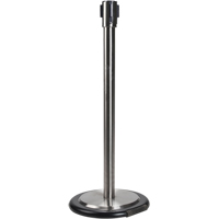 Free-Standing Crowd Control Barrier Receiver Post With Wheels, 35" High, Stainless SEI761 | NTL Industrial