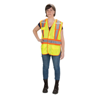 Veste d'arpenteur haute visibilit&eacute;, conforme &agrave; la CSA, Jaune lime haute visibilit&eacute;, Moyen, Polyester NTL Industrial