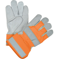 Gants d'ajusteur haute visibilit&eacute; de premi&egrave;re qualit&eacute;, Grand, Paume en Cuir de vache refendu, Doublure en Coton NTL Industrial