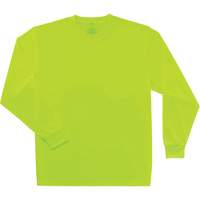 GloWear 8091 Non-Certified Long Sleeve T-Shirt, Polyester, Small, High Visibility Lime-Yellow NTL Industrial