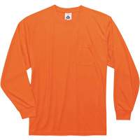 GloWear 8091 Non-Certified Long Sleeve T-Shirt, Polyester, Small, High Visibility Orange NTL Industrial