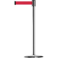 Slimline TensaBarrier&reg; Barrier Post, Steel, 38" H, Red Tape, 7.5' Tape Length NTL Industrial