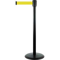 Slimline TensaBarrier&reg; Barrier Post, Steel, 38" H, Yellow Tape, 7.5' Tape Length NTL Industrial