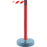 Outdoor TensaBarrier&reg; Barrier Post, Plastic, 37" H, White/Red Tape, 13' Tape Length NTL Industrial