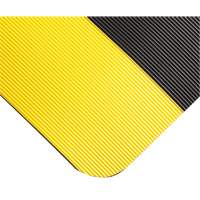 Tapis ondul&eacute; pour tableau de contr&ocirc;le no 702, 3' la x 10' lo, 1/4" &eacute;paisseur, Noir/Jaune, PVC NTL Industrial