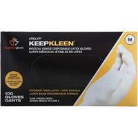 Gants jetables de calibre examen m&eacute;dical KeepKleen, Grand, Latex, 5 mils, Sans poudre, Blanc, Classe 2 NTL Industrial
