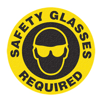 "Safety Glasses" Floor Sign, Adhesive, English with Pictogram SFU879 | NTL Industrial