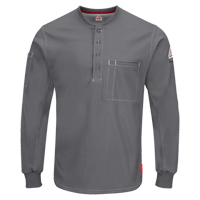 Excel FR&reg; Long Sleeve Henley Shirts, Small, Grey NTL Industrial