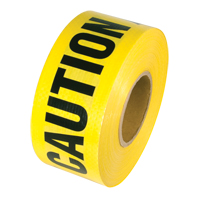 Reinforced Grade Barricade Tape, English, 3" W x 500' L, 5 mils, Black on Yellow NTL Industrial