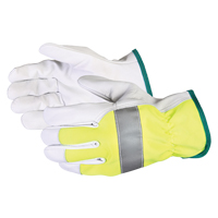 Gants de conducteur haute visibilit&eacute; avec bandes r&eacute;fl&eacute;chissantes Endura, Grand, Paume en Cuir fleur de ch&egrave;vre NTL Industrial