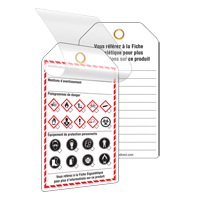 &eacute;tiquettes auto-plastifiantes pour le milieu de travail, Papier cartonn&eacute;, 3-3/8" la x 5-3/4" h, Français NTL Industrial