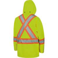 5596 High-Visibility Lightweight Waterproof Safety Jacket with Detachable Hood, Polyester, High Visibility Lime-Yellow, Small NTL Industrial