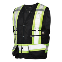 Surveyor Safety Vest, Black, Large, Polyester NTL Industrial