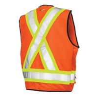 Surveyor Safety Vest, High Visibility Orange, Large, Polyester NTL Industrial