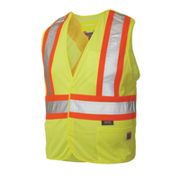 5-Point Tearaway Safety Vest, High Visibility Lime-Yellow, Large/X-Large, Polyester NTL Industrial