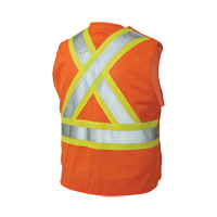 5-Point Tearaway Safety Vest, High Visibility Orange, Large/X-Large, Polyester NTL Industrial