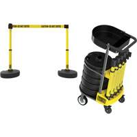PLUS Barrier Post Cart Kit with Tray, 75' L, Metal, Yellow SGI793 | NTL Industrial