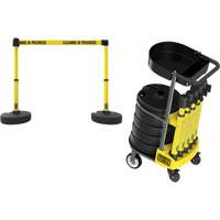 PLUS Barrier Post Cart Kit with Tray, 75' L, Metal, Yellow SGI796 | NTL Industrial