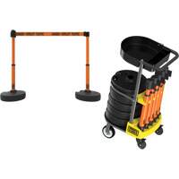 PLUS Barrier Post Cart Kit with Tray, 75' L, Metal, Orange NTL Industrial