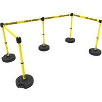 PLUS Barrier Post Set X5, Plastic, 42" H, Yellow Tape, 15' Tape Length NTL Industrial