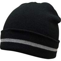 Bonnet en tricot avec bande r&eacute;fl&eacute;chissante argent&eacute;e, Taille unique, Noir NTL Industrial