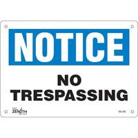 "No Trespassing" Sign, 7" x 10", Plastic, English NTL Industrial