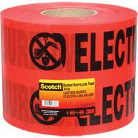 Ruban pour barri&egrave;res pour services publics souterrains Scotch, Anglais, 6" la x 1000' lo, 4 mils, Noir/rouge NTL Industrial