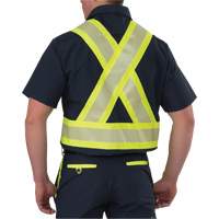 Chemise &agrave; manches courtes haute visibilit&eacute; r&eacute;sistant &agrave; la d&eacute;chirure, Polyester, Petit, Bleu marin NTL Industrial