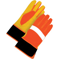 High Visibility Gloves, Size Large, Grain Leather Palm NTL Industrial