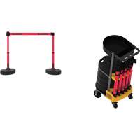 Plus Portable Barrier System Cart Package with Tray, 75' L, Metal/Plastic, Red SGQ815 | NTL Industrial