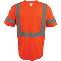 Short Sleeve Safety T-Shirt, Polyester, 2X-Large, High Visibility Orange NTL Industrial