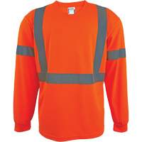 Long Sleeve Safety Shirt, Polyester, 2X-Large, High Visibility Orange NTL Industrial