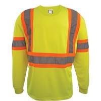 Long Sleeve Safety Shirt, Polyester, 2X-Large, High Visibility Lime-Yellow NTL Industrial