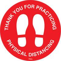Enseigne pour plancher  Physical Distancing , Adh&eacute;sif, Anglais avec pictogramme NTL Industrial