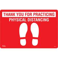 Enseigne pour plancher  Physical Distancing , Adh&eacute;sif, Anglais avec pictogramme NTL Industrial