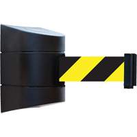 Tensabarrier<sup>®</sup> Wall Unit, Steel, Screw Mount, 30', Black and Yellow Tape SGU821 | NTL Industrial