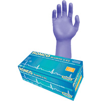 Gants d'examen &agrave; manchette allong&eacute;e Blurite 6 EC, Petit, Nitrile, 6 mils, Sans poudre, Mauve, Classe 2 NTL Industrial