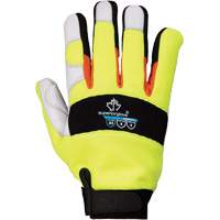 ClutchGear&reg; High-Visibility Mechanic's Gloves, Grain Goatskin Palm, Size Medium NTL Industrial