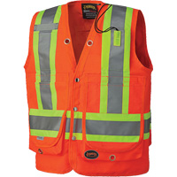 6697 Surveyor's Safety Vest, High Visibility Orange, Small, Polyester NTL Industrial