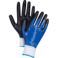 Gants enduits noir & bleu, Petit, R&ecirc;vetement Mousse de nitrile, Calibre 15, Enveloppe en Nylon NTL Industrial
