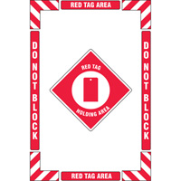 "Red Tag Holding Area" Floor Marking Kit, Adhesive, English with Pictogram SGY033 | NTL Industrial