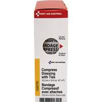 SmartCompliance<sup>®</sup> Refill Compress Pressure Bandage with Ties, 4" L x 4" W SHC031 | NTL Industrial