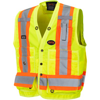 6693 Surveyor's Safety Vest, High Visibility Lime-Yellow, 4X-Large, Polyester NTL Industrial