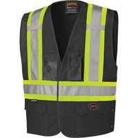 135 Safety Vest with Adjustable Sides, Black, Large/X-Large, Polyester NTL Industrial