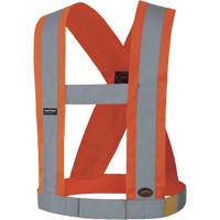 5490 4" Wide Adjustable Safety Sash, Meets/Exceeds CSA Z96 Class 2 - Level 2, High Visibility Orange, Silver Reflective Colour, One Size NTL Industrial