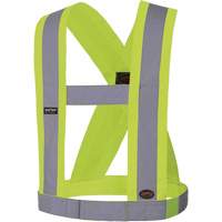 5492 4" Wide Adjustable Safety Sash, Meets/Exceeds CSA Z96 Class 2 - Level 2, High Visibility Lime-Yellow, Silver Reflective Colour, One Size NTL Industrial